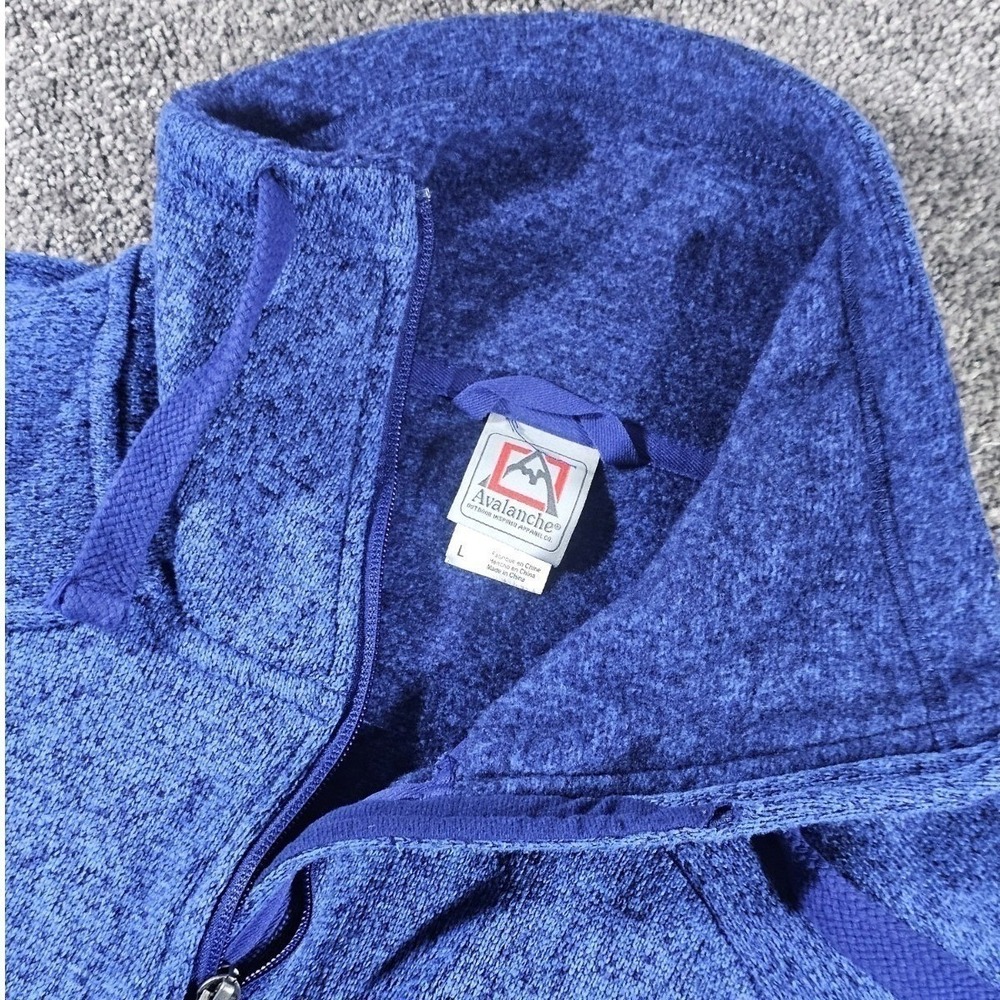 Avalanche Full Zip Sweater Jacket Womens Large Blue Marled Fleece Funnel Neck - Picture 8 of 15